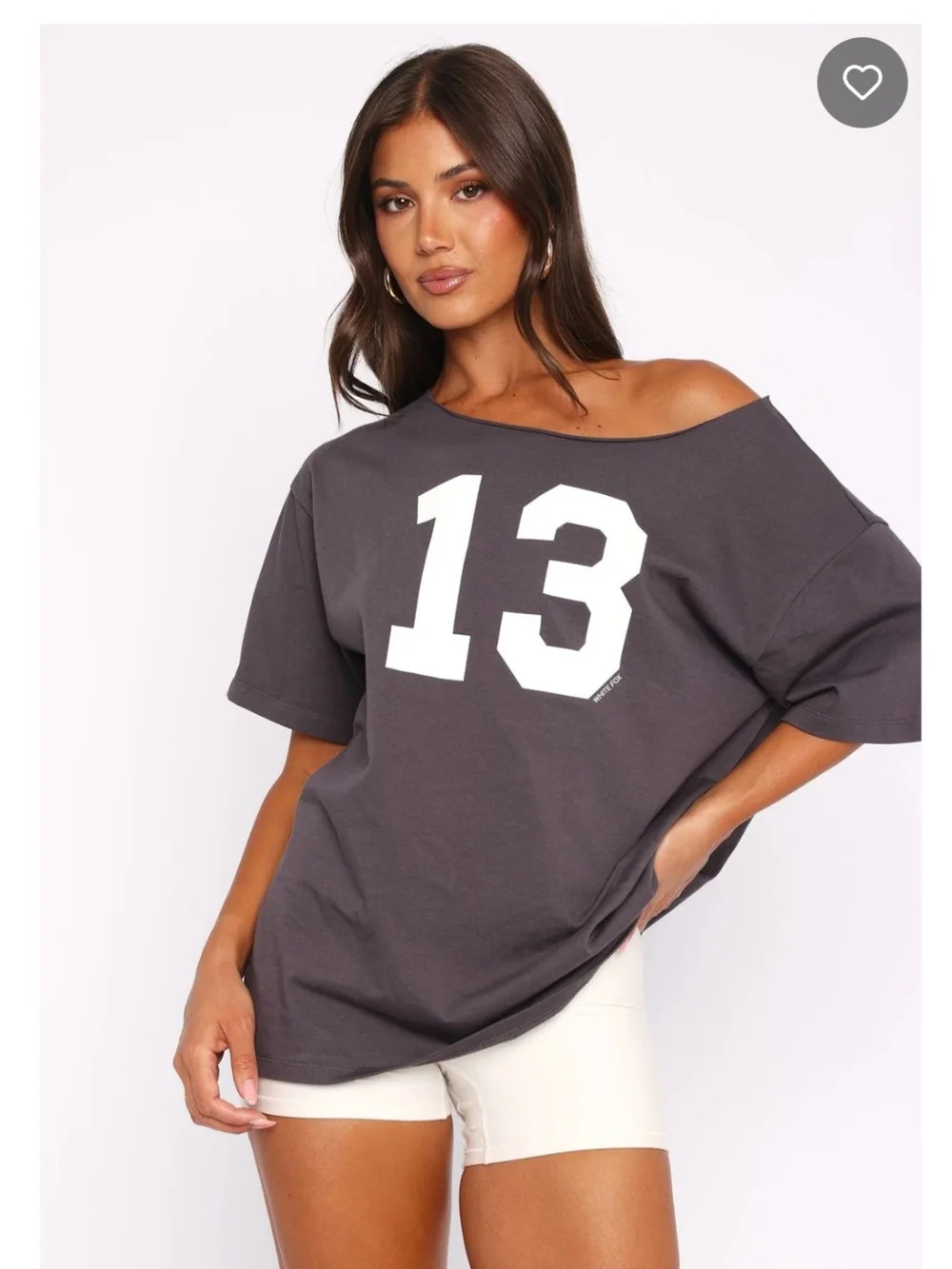 White Fox Trial Run Off The Shoulder Oversized Tee Volcanic - Picture 1 of 6